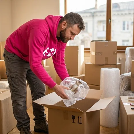 Secure packing included in every moving project managed by Mutari.md